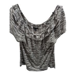 Banana Republic Womens size Large off shoulder variegated Brown cream Shirt Top